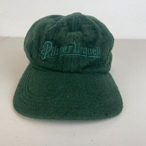Vintage Pilsner Urquell Hat Cap Thrashed Distressed Ear Flaps Felted Wool